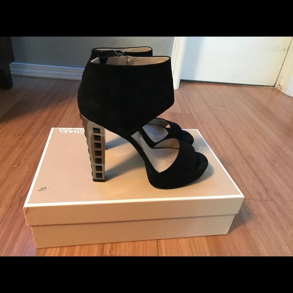 MICHAEL KORS Blk-Gem-Silver-Heel Velvet Ankle Cuff - Picture 3 of 11